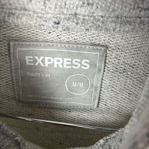 EXPRESS Speckled Heather Gray Hoodie Sweatshirt Pullover M M - Picture 2 of 3